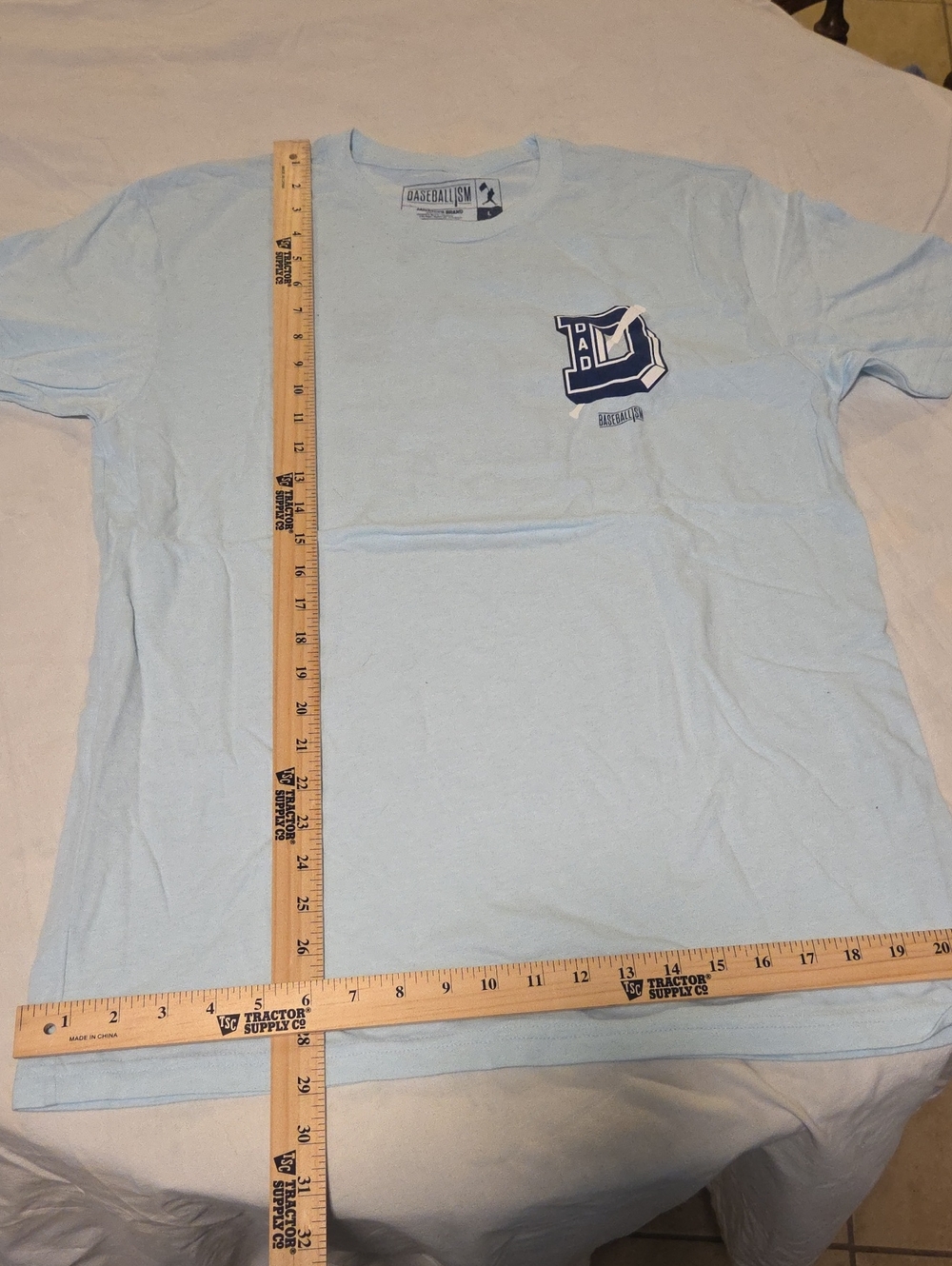 Men's Light Blue Short Sleeve Tee with Logo Pocket Print